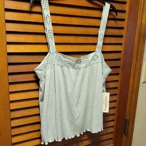 Rewind Brixton Green Embroidary Accented Tank Top Size XL